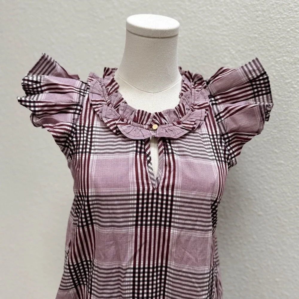 NWT Designer Never a Wallflower Rachel Dress Brown Cotton Plaid Size XS - Picture 2 of 7